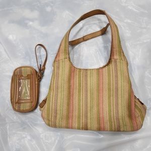 Croft and barrow Summer Weave Woven Striped Purse Hobo Bag with matching…
